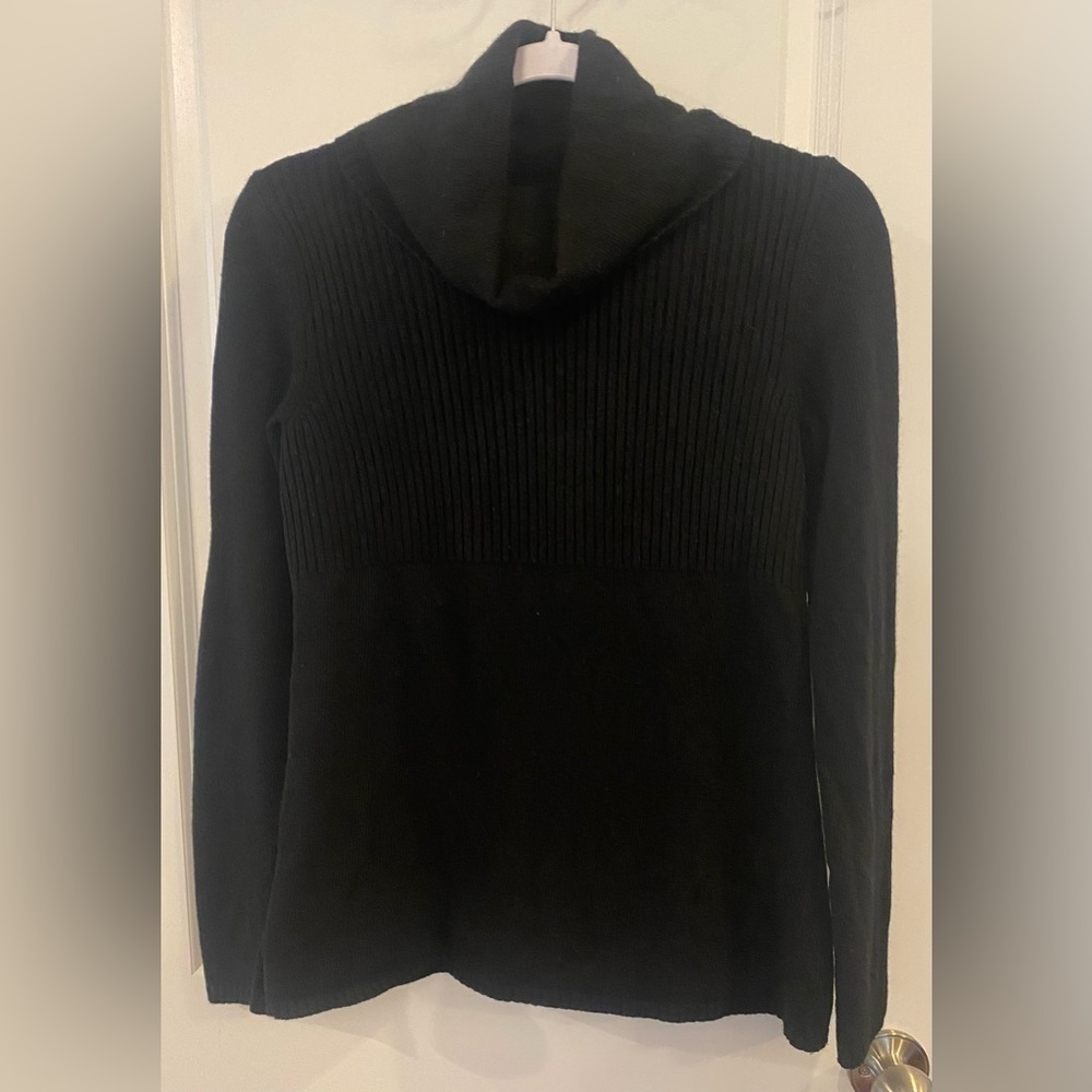 Banana Republic Cowl/Turtleneck Sweater Sz M Black Cashmere/Wool Blend Ribbed